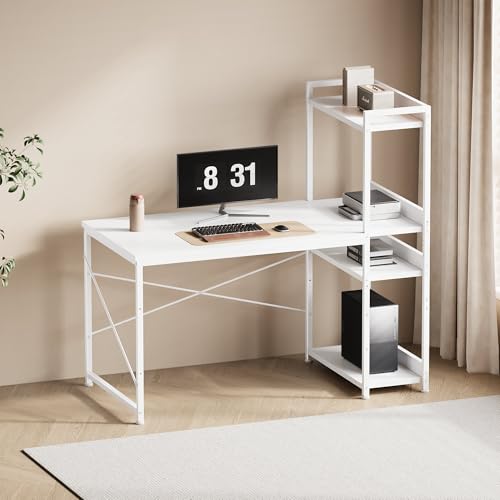 Amazon | YeTom パソコンデスク 机 pcデスク 右棚左棚 幅100cm ラック